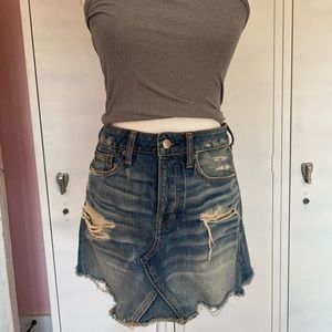 Distressed American Eagle Denim Skirt